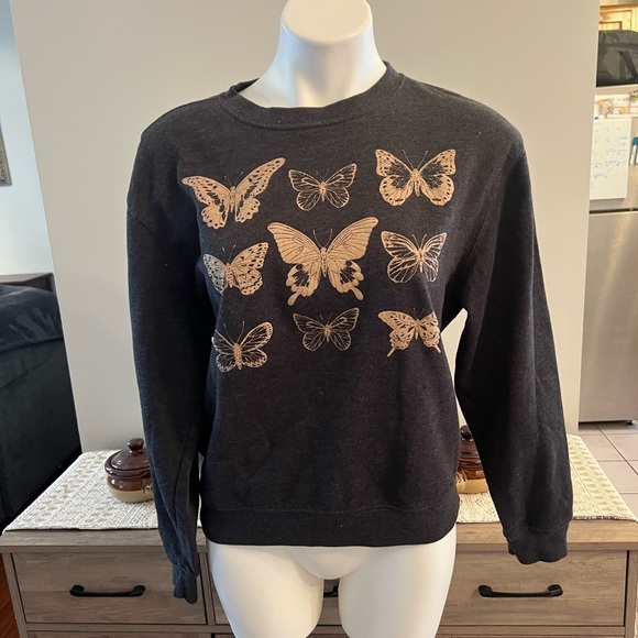 Mighty Fine Grey butterfly grid sweatshirt - Picture 3 of 6